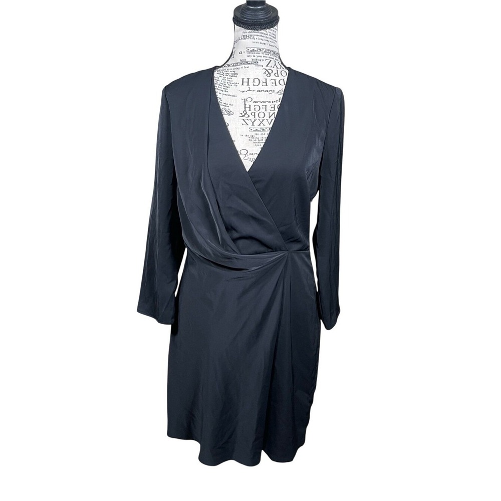 Banana Republic Black Midi Wrap Dress with V-Neck